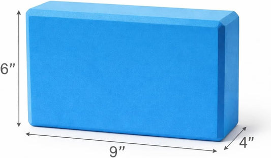 Yoga Blocks Set of 2, High Density EVA Foam Yoga Block, Non-Slip, Lightweight, for Yoga, Pilates, Stretching & Balance Training (Blue 9x6x4 inch)