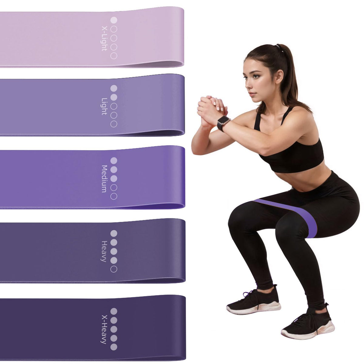 Resistance Loop Exercise Bands for Home Fitness, Yoga Pilates, Stretching, Strength Training, and Physical Therapy - Elastic Bands Set Workout Bands for Women&Men (5pcs Set)
