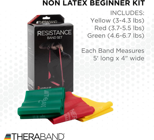 THERABAND Resistance Bands Set, Elastic Bands for Exercise & Physical Therapy, Strength Training for Upper & Lower Body Fitness