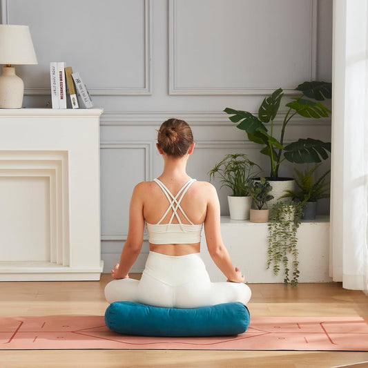 Meditation Cushion Bolster Pillow for Restorative Yoga – Supportive Cushion for Meditation, Pilates, and Relaxation – Filled with Buckwheat Hulls - Removable Cover