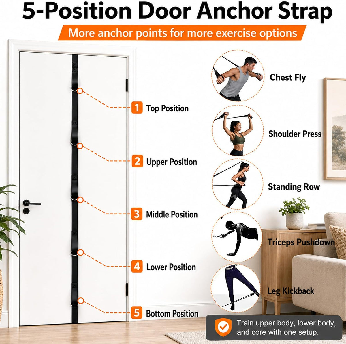 Resistance Bands Set with Handles and Door Anchor for Full Body Workout
