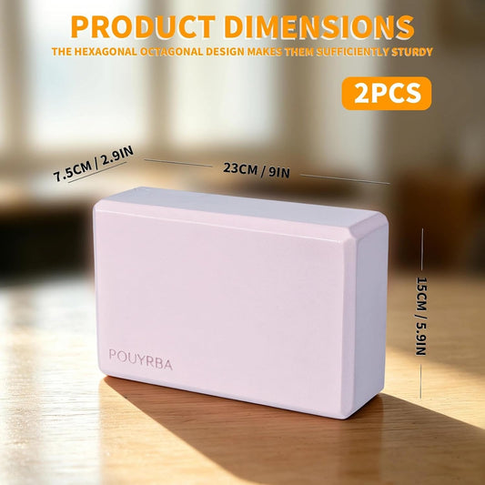 2-Pack Yoga Blocks, High-Density 9"x6"x3" Yoga Brick Foam Blocks, Non-Slip Exercise Blocks for Yoga, Pilates, Stretching and Meditation – Lightweight Yoga Props for Home Gym & Studio