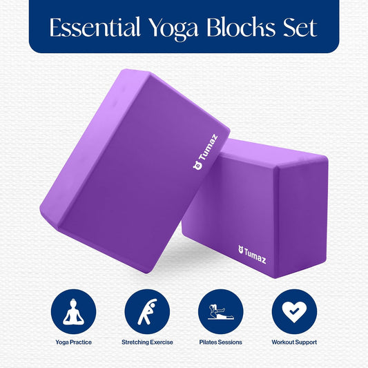 Tumaz Non-Slip Yoga Blocks,High-Density EVA Foam 2 Pack for Yoga & Pilates