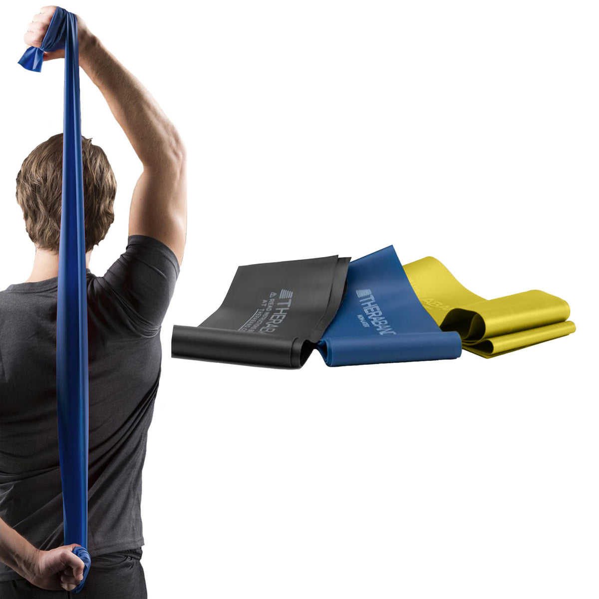 THERABAND Resistance Bands Set, Elastic Bands for Exercise & Physical Therapy, Strength Training for Upper & Lower Body Fitness