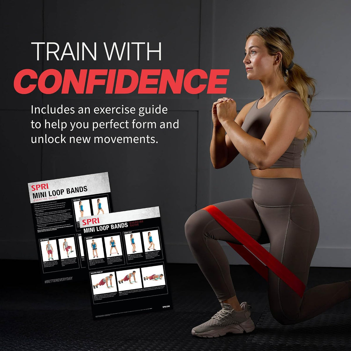 SPRI Mini Loop Bands Kit, Set of 3 - Light, Medium, Heavy Resistance Bands for Lower Body Workouts, Toning Muscles, and Exercise