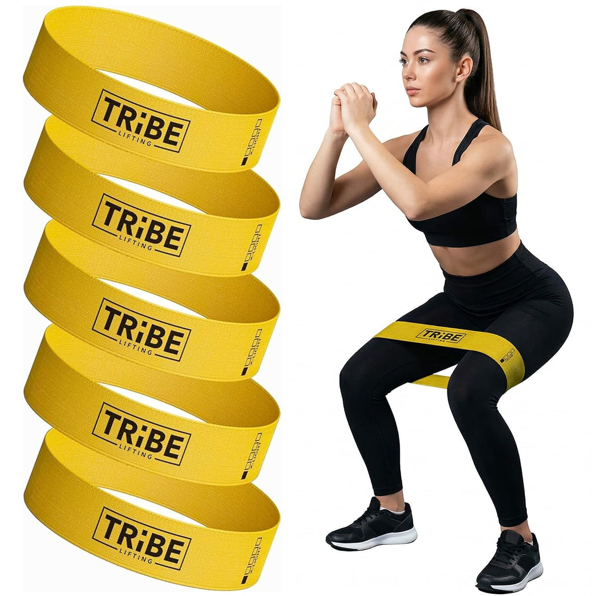 Fabric Resistance Bands for Working Out, 5-Band Set for Legs and Glutes