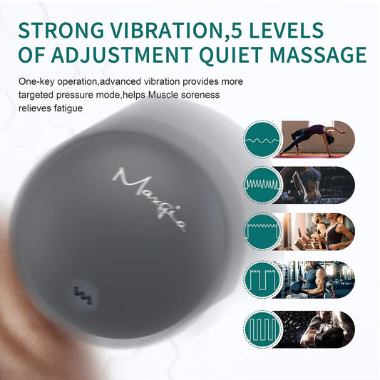 3" Single Massage Ball, 5 Speeds Vibrating Massage Ball Roller for Trigger Point Therapy, Deep Tissue Massager for Back, Neck, Foot, Myofascial Release, Pain Relief, Muscle Recovery (Gray)