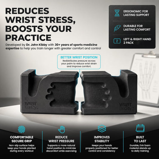 WRISTBuddy® Yoga Blocks 2 Pack, High Density Non-Slip, Hand-Shaped Design
