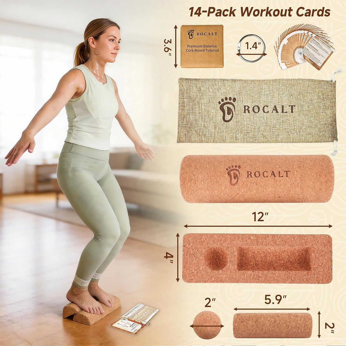 Rocalt Cork Balance Board, Foot and Ankle Strengthener Kit