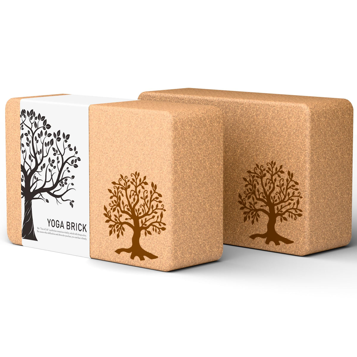 Cork Yoga Blocks 2 Pack Set, Natural High Density Non Slip Cork Yoga Bricks