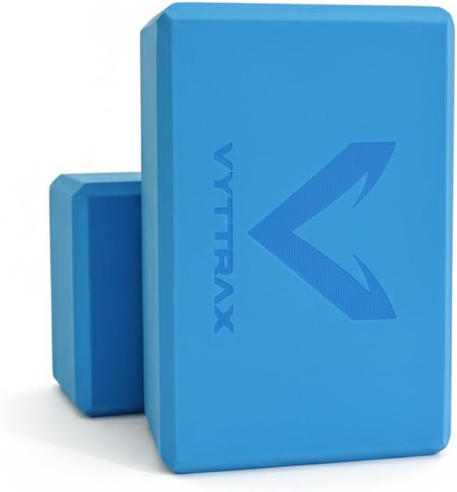 Yoga Blocks Set of 2, High Density EVA Foam Yoga Block, Non-Slip, Lightweight, for Yoga, Pilates, Stretching & Balance Training (Blue 9x6x4 inch)