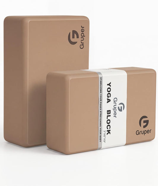 Gruper Yoga Blocks 2 Pack, 9"x6"x3" Exercise Blocks Pilates Blocks