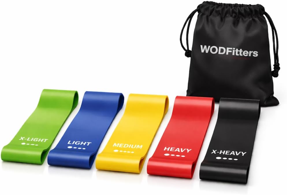 WODFitters Mini Bands Set for Women - 5 Exercise Workout Resistance Bands - Exercise Loops - Workout Flexbands for Stretching, Physical Therapy, Rehab, Home Fitness and Muscle Activation