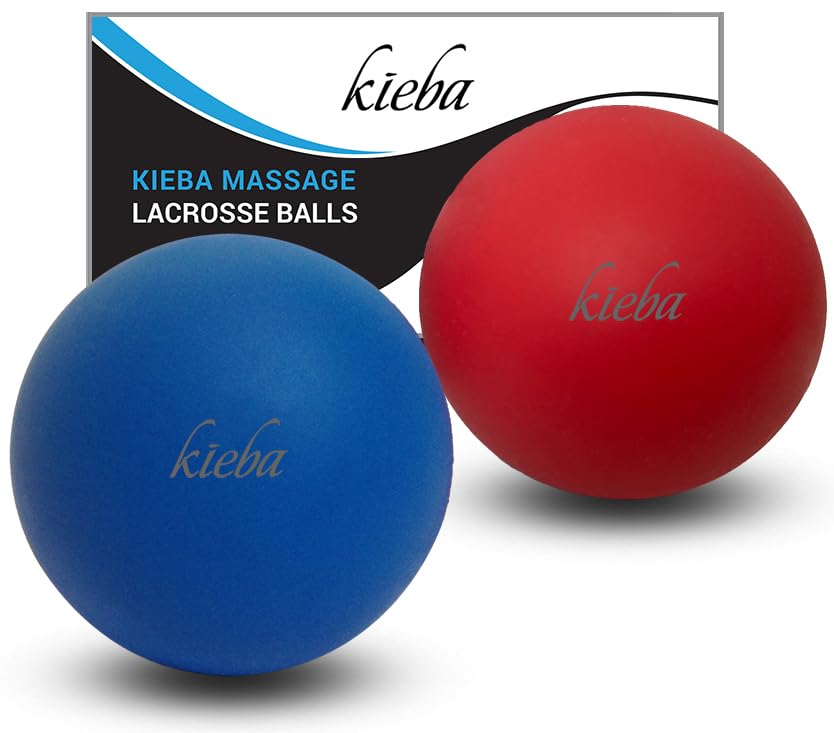 Kieba Massage Lacrosse Balls for Myofascial Release, Trigger Point Therapy, Muscle Knots, and Yoga Therapy. Set of 2 Firm Balls (Pink and Purple)