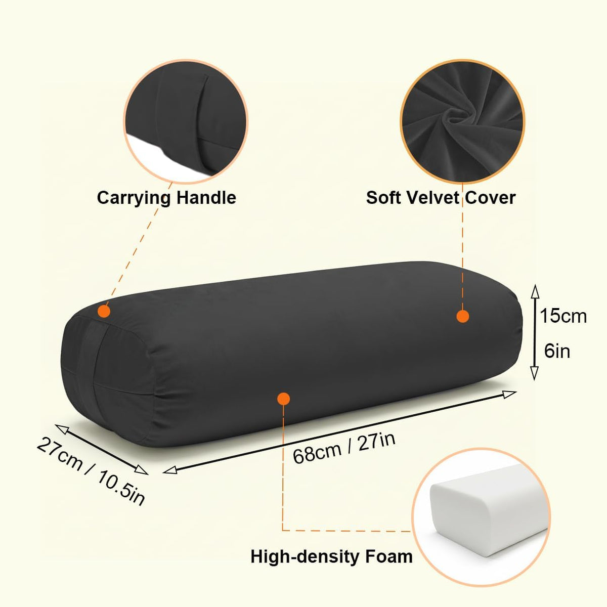 Yoga Bolster Pillow for Restorative & Yin Yoga, Meditation Cushion