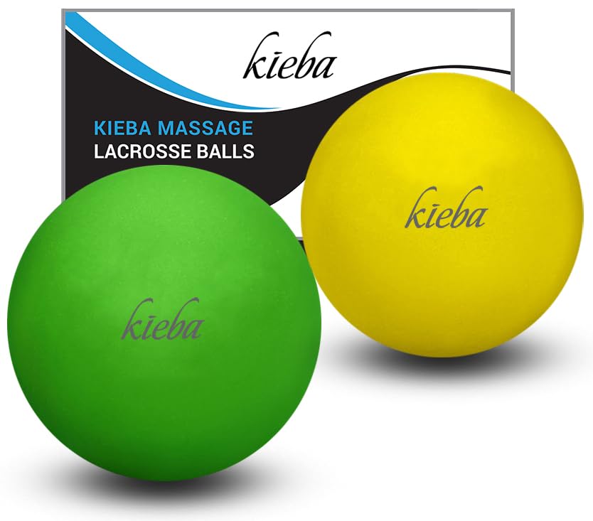 Massage Lacrosse Balls for Myofascial Release, Trigger Point Therapy, Muscle Knots, and Yoga Therapy. Set of 2 Firm Balls (Blue and Red)