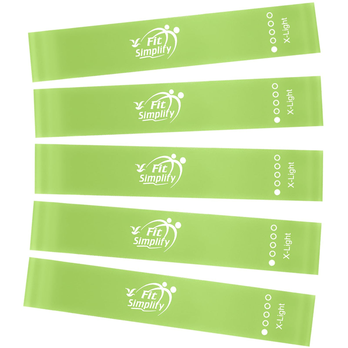 Fit Simplify Resistance Loop Exercise Fitness Bands with Instruction Guide and Carry Bag, Set of 5