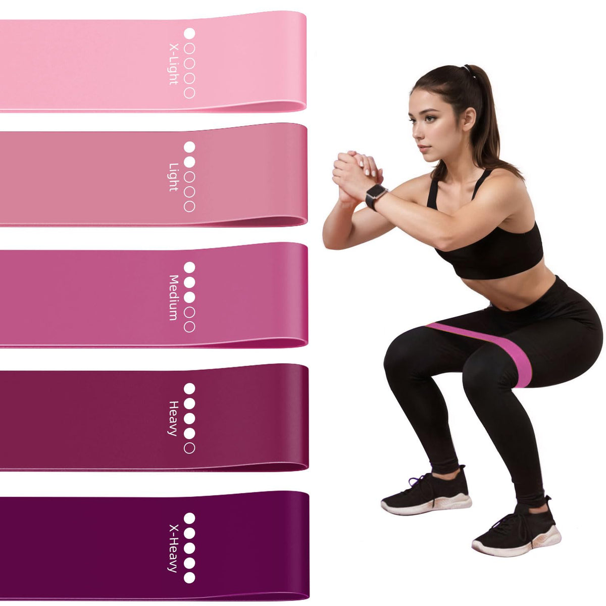 Resistance Loop Exercise Bands for Home Fitness, Yoga Pilates, Stretching, Strength Training, and Physical Therapy - Elastic Bands Set Workout Bands for Women&Men (5pcs Set)
