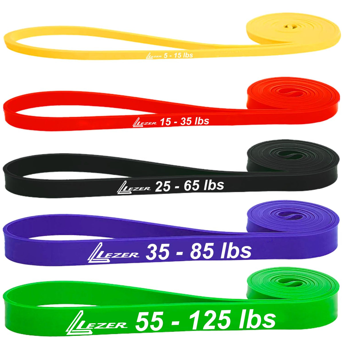 LEZER Resistance Bands - Pull Up Bands for Home Gym Fitness, Stretching, Physical Therapy & Training - Includes Instruction
