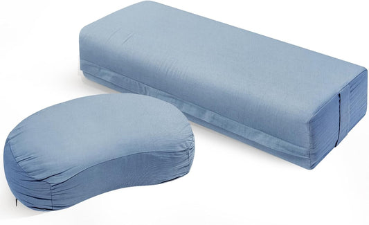 2 PCS Yoga Bolster Pillow, Rectangular Yoga Bolster Meditation Cushion with Removable Cover, The Head Pillows for Various Yoga Poses