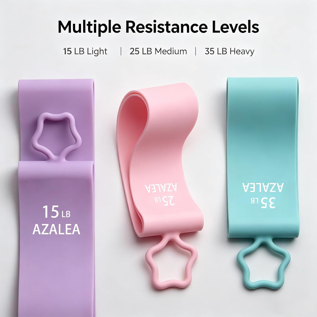 AZALEA Silicone Mini Resistance Bands, 3-Pack, 15/25/35 LB, Self-Storing