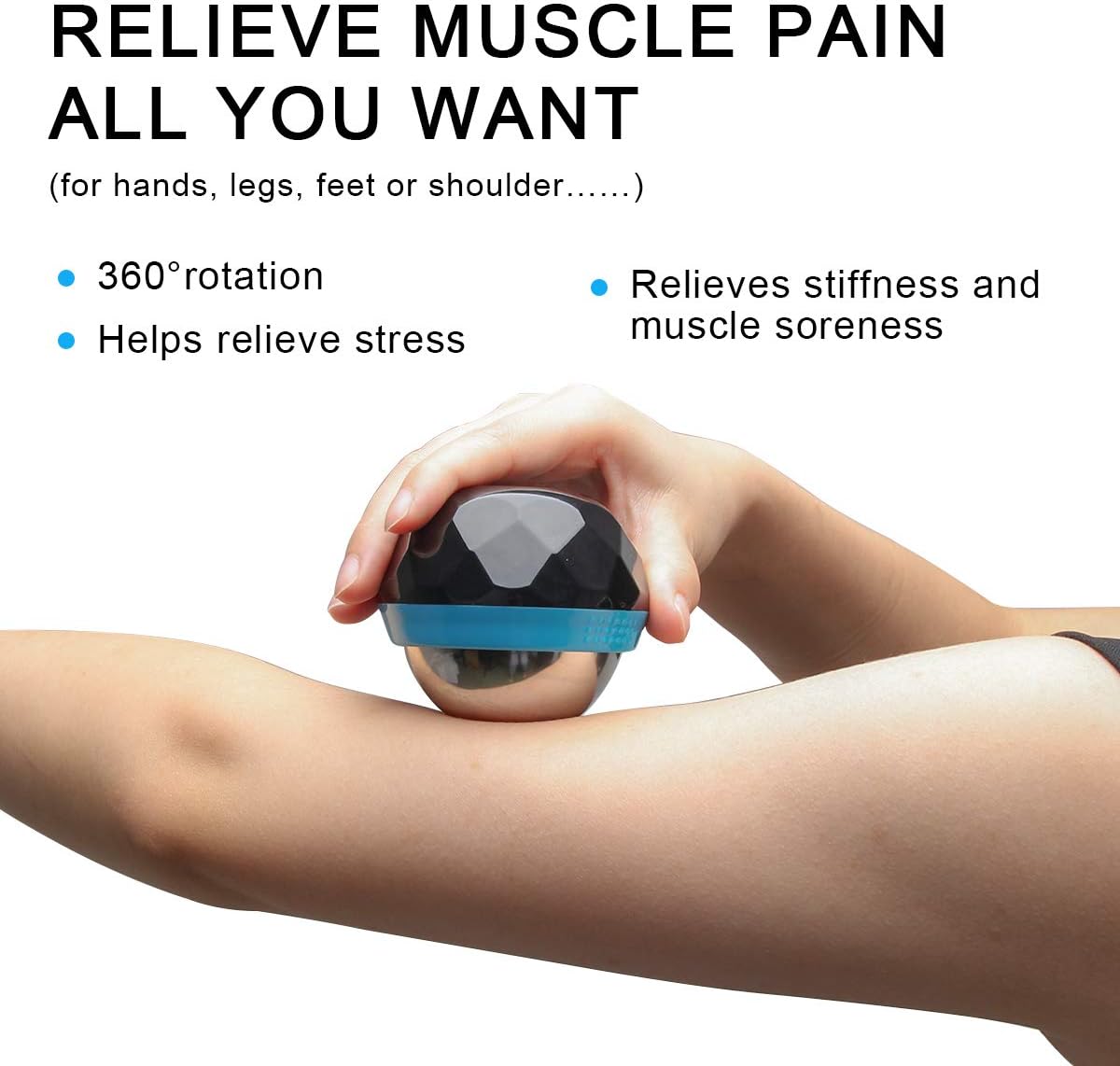 Coolrunner Cold Massage Roller Ball, Cryosphere Cold Massage Ball- Heat Therapy & Cold Therapy Relief with Cold Gel Core- Helps with Muscles Recovery and Inflammation for Shoulders, Neck (Black Blue)