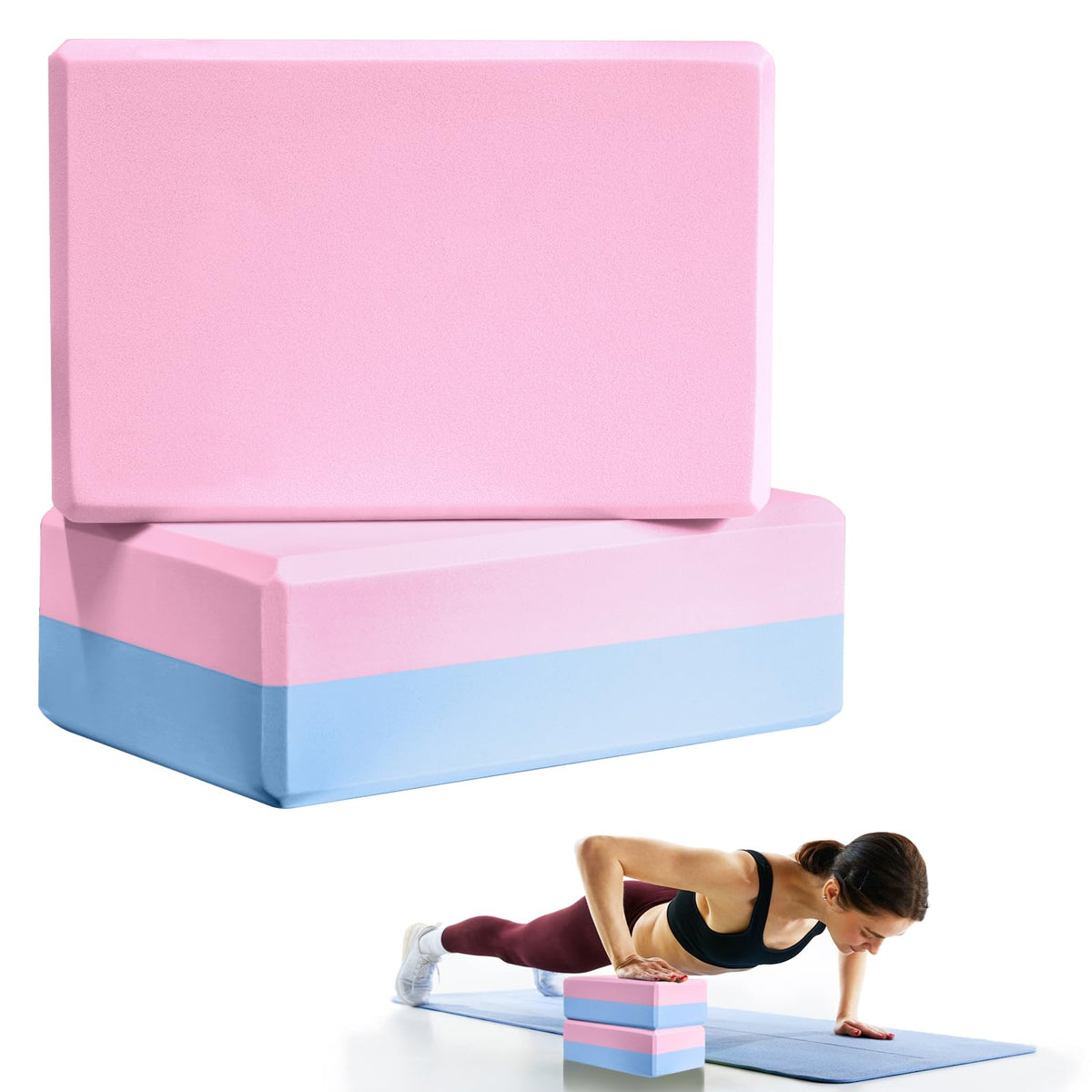 Septo 2 Pcs Yoga Blocks, 9x6x3 Inch Foam Blocks for Pilates