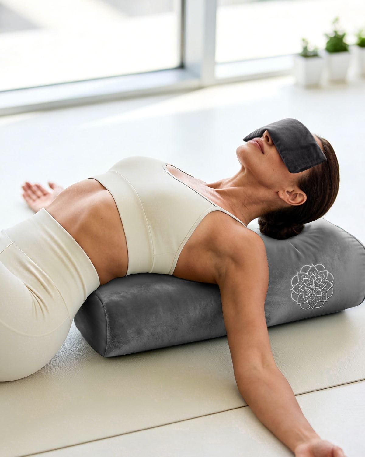3 in 1 Yoga Bolster Pillow Set, Premium Rectangular Velvet Cushion