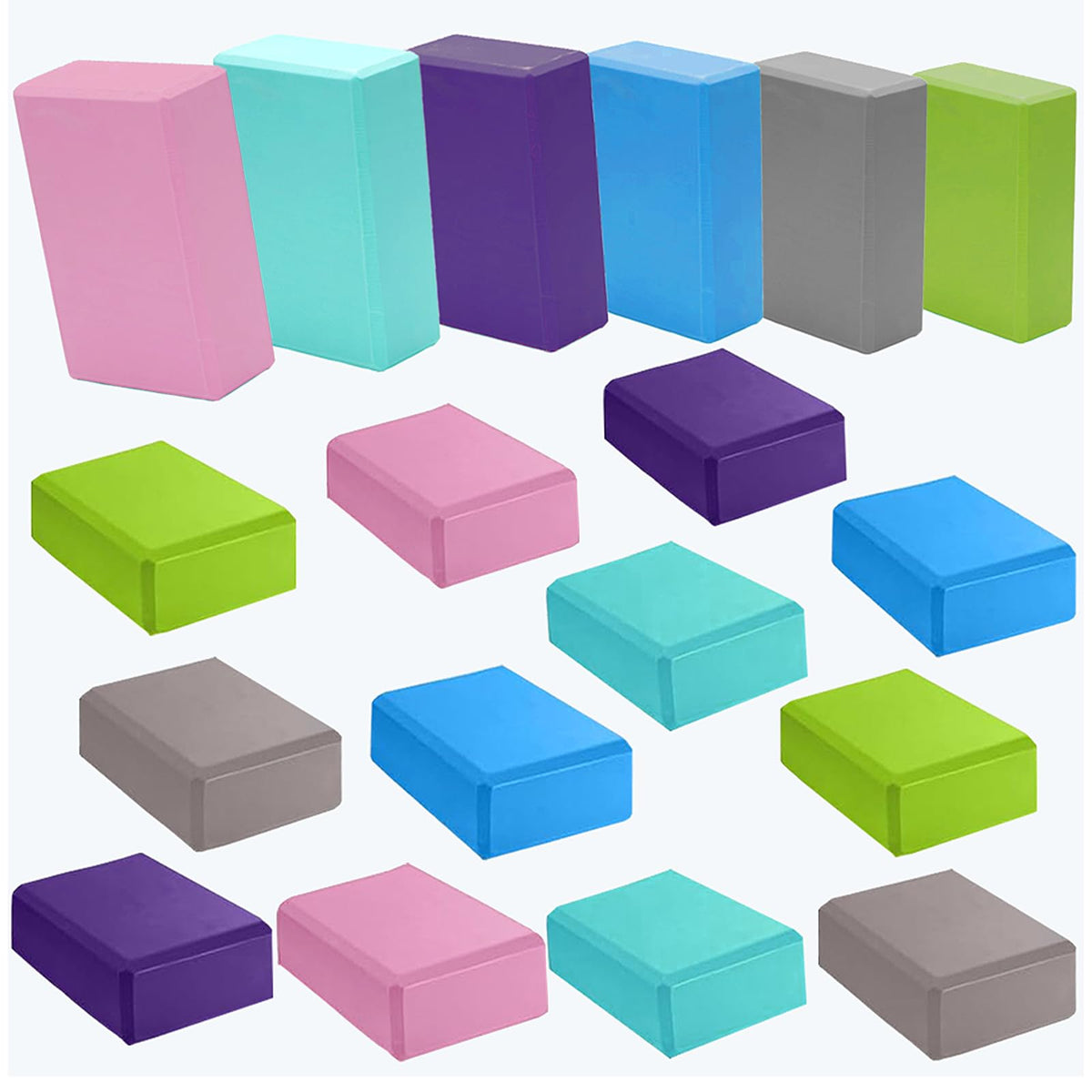 Foam Yoga Blocks Lightweight Non-Slip Supportive Yoga Bricks Yoga Props Accessories for Women Men, Stretching and Meditation (6 Colors)
