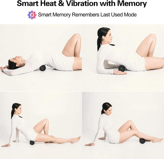 Vibrating Massage Ball with Heat, 7 Modes, Memory, 3.6 in, Black