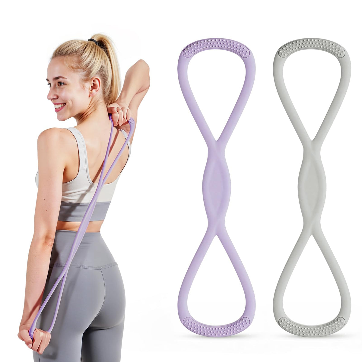 Figure 8 Resistance Band, Figure 8 Resistance Bands for Women Men,Resistance Band Figure for Working Out, Non-Slip Handles, Home Gym, Yoga & Physical Therapy