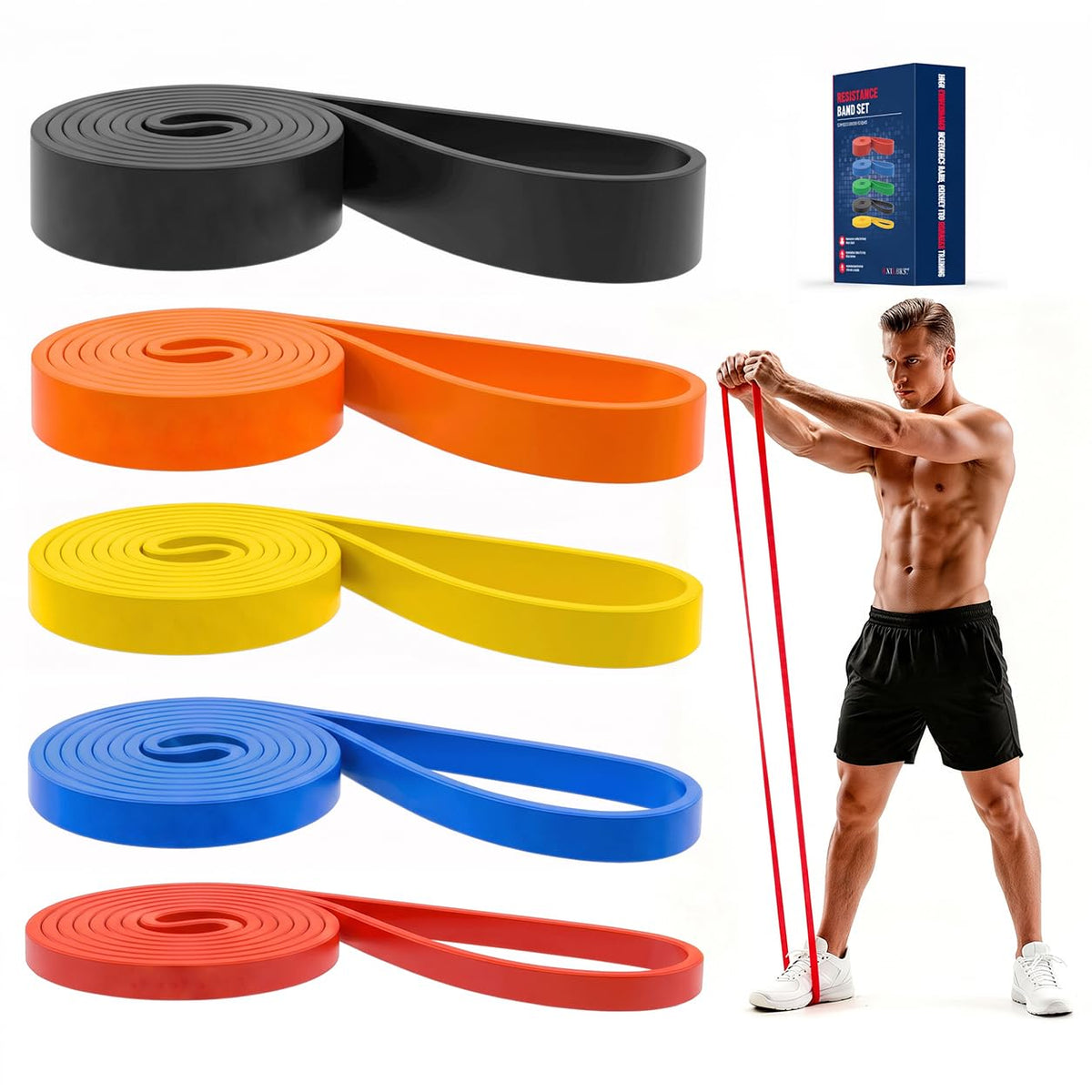 Pull Up Bands, Resistance Bands Set, Exercise Workout Bands for Men & Women, Ideal for Body Stretching, Physical Therapy and Muscle Training