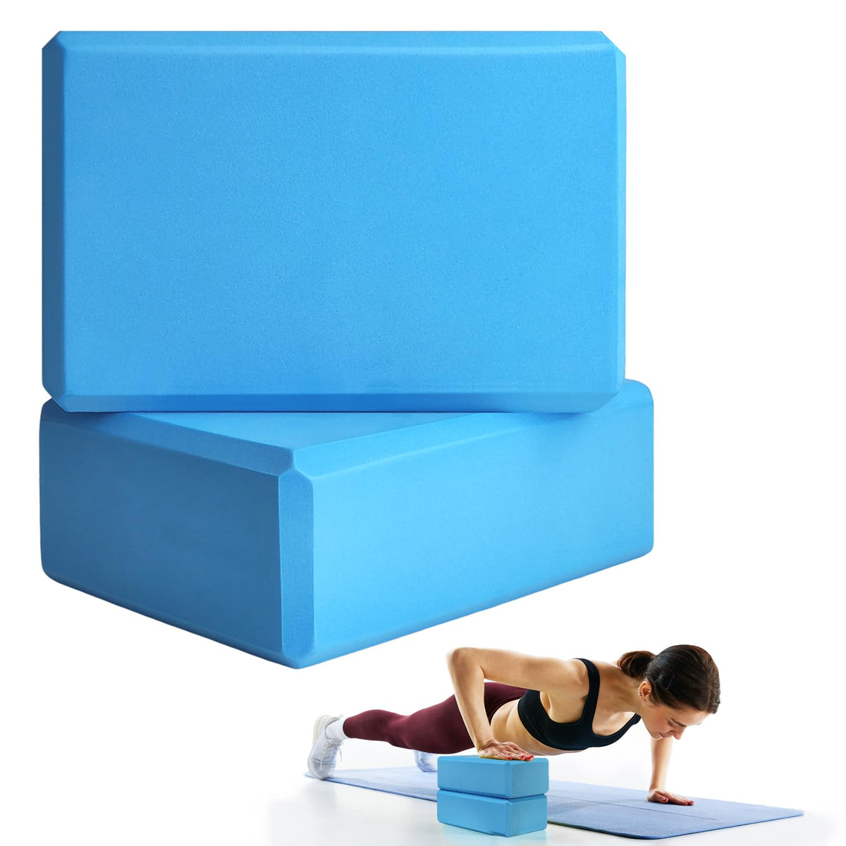 Septo 2 Pcs Yoga Blocks, 9x6x3 Inch Foam Blocks for Pilates