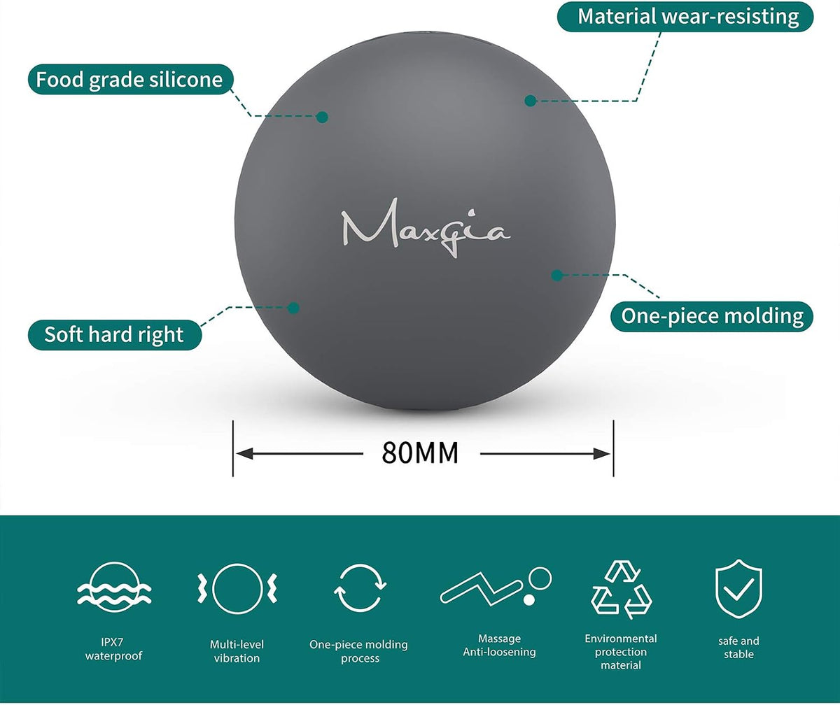 3" Single Massage Ball, 5 Speeds Vibrating Massage Ball Roller for Trigger Point Therapy, Deep Tissue Massager for Back, Neck, Foot, Myofascial Release, Pain Relief, Muscle Recovery (Gray)