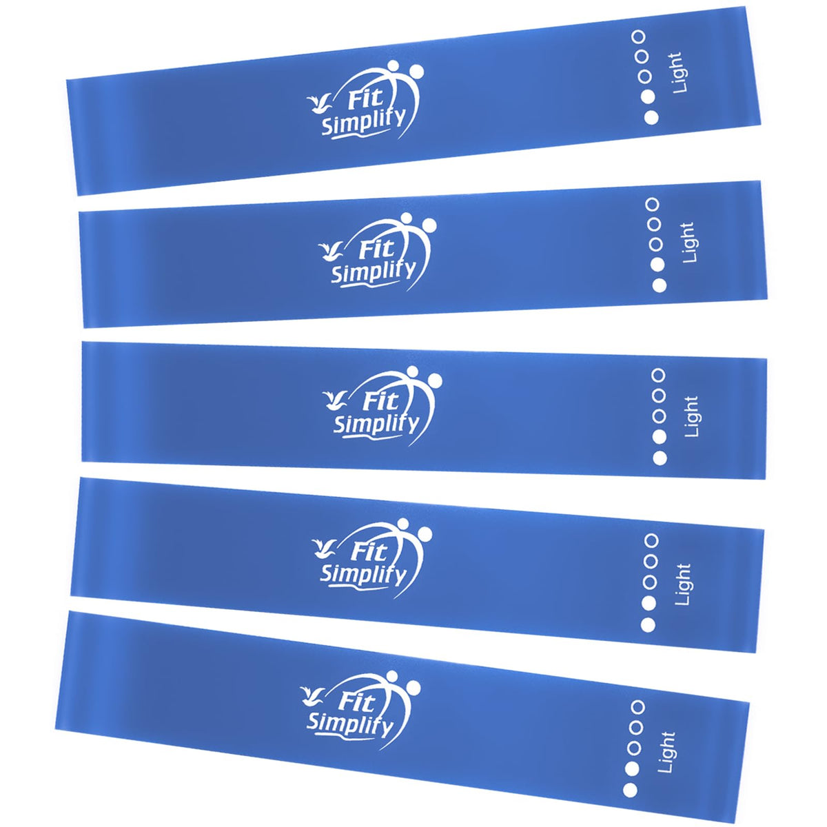 Fit Simplify Resistance Loop Exercise Fitness Bands with Instruction Guide and Carry Bag, Set of 5