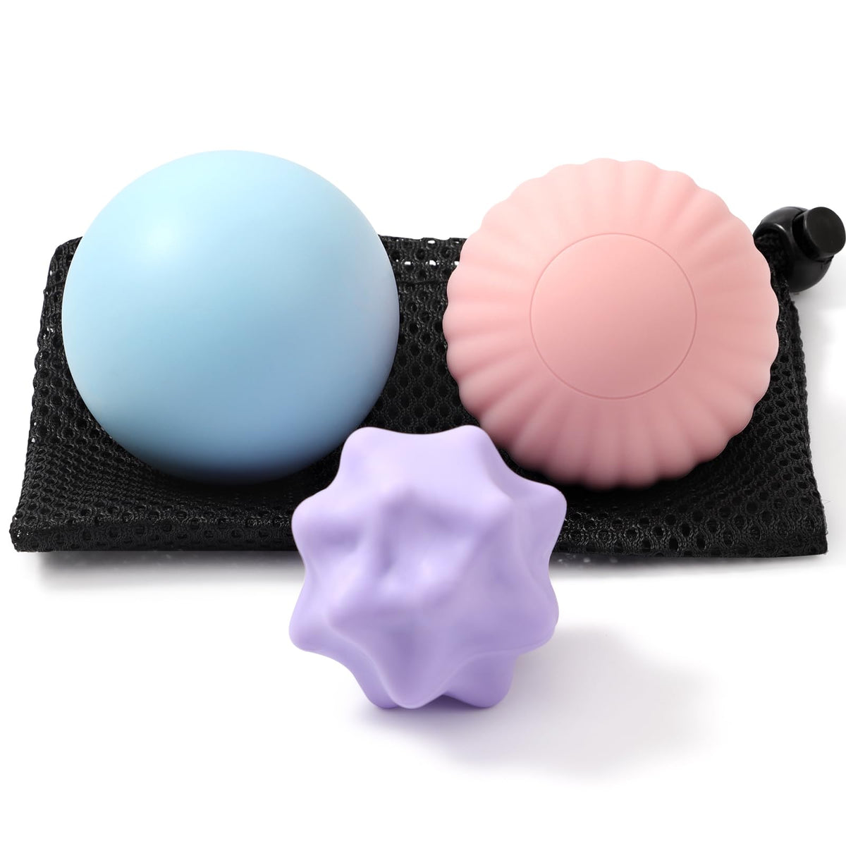 HODEMI Massage Ball Set, 3 Pack Lacrosse Ball, Textured Massage Ball & Trigger Point Ball for Deep Tissue Muscle Massage and Myofascial Release for Back, Neck, Shoulder, Leg and Foot with Mesh Bag