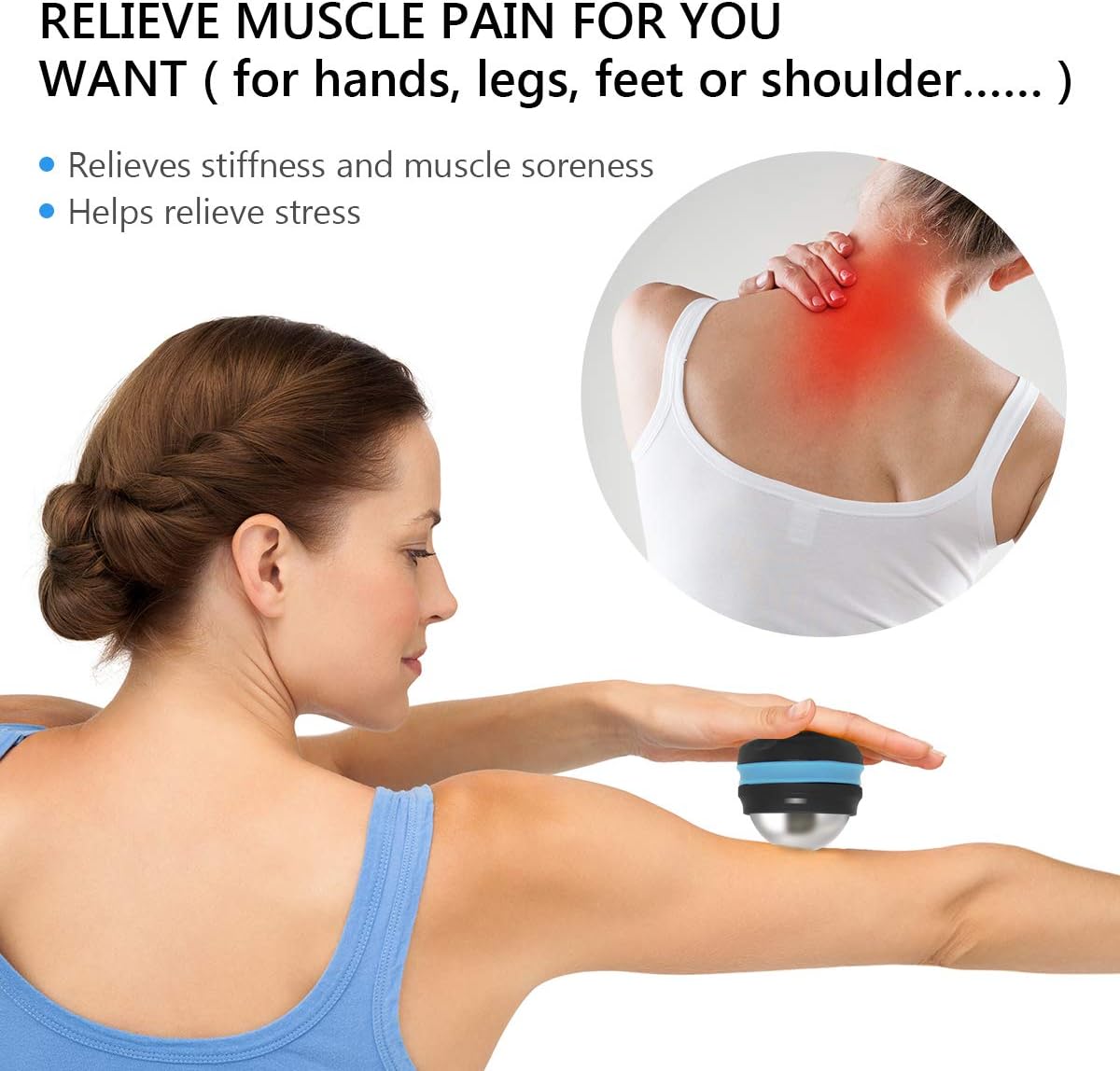 AHIER Cold Massage Roller Ball, Stainless Steel Cold Therapy Relief Tool