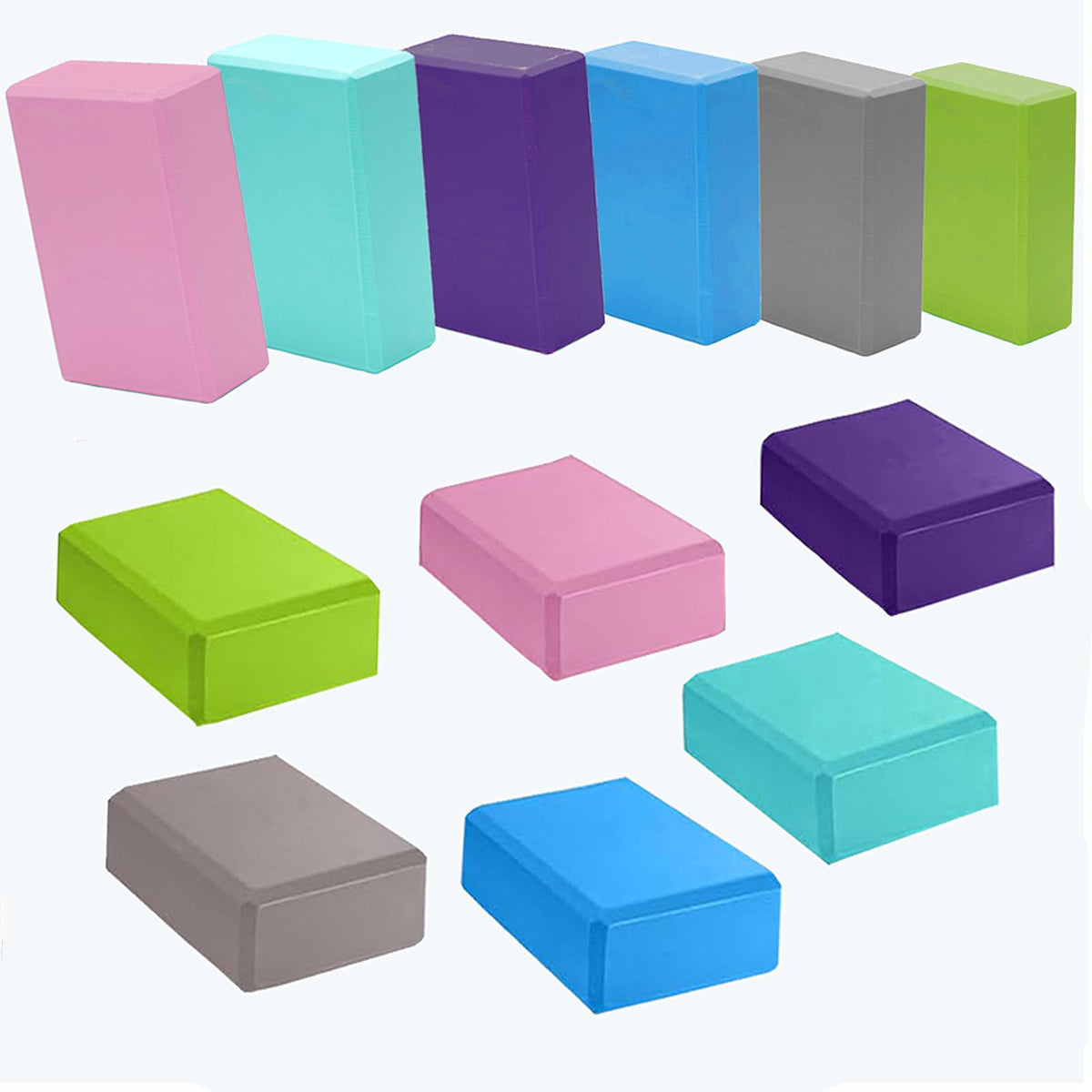 Foam Yoga Blocks Lightweight Non-Slip Supportive Yoga Bricks Yoga Props Accessories for Women Men, Stretching and Meditation (6 Colors)