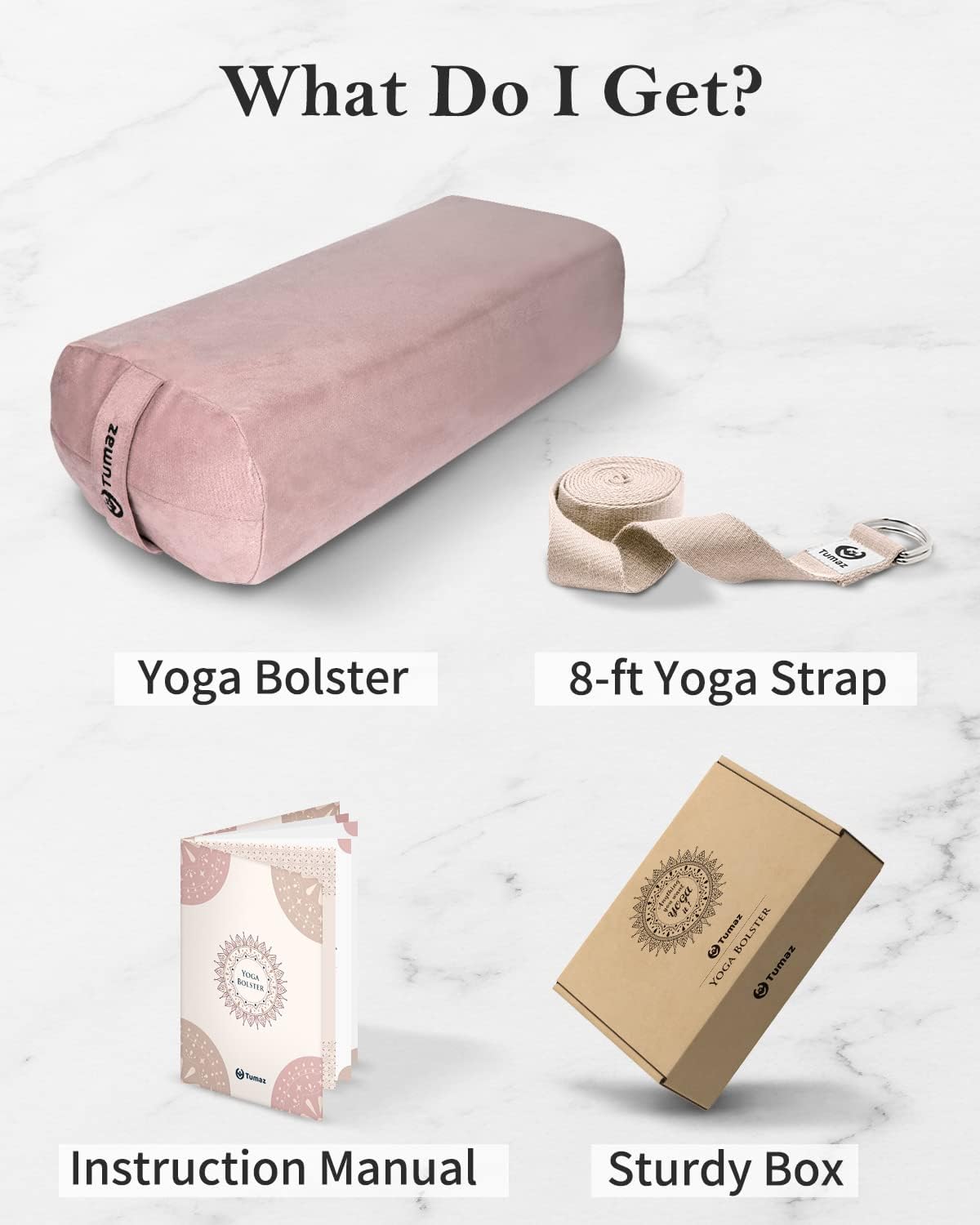 Tumaz Yoga Bolster Set, Rectangular Yoga Bolster with Washable Cover