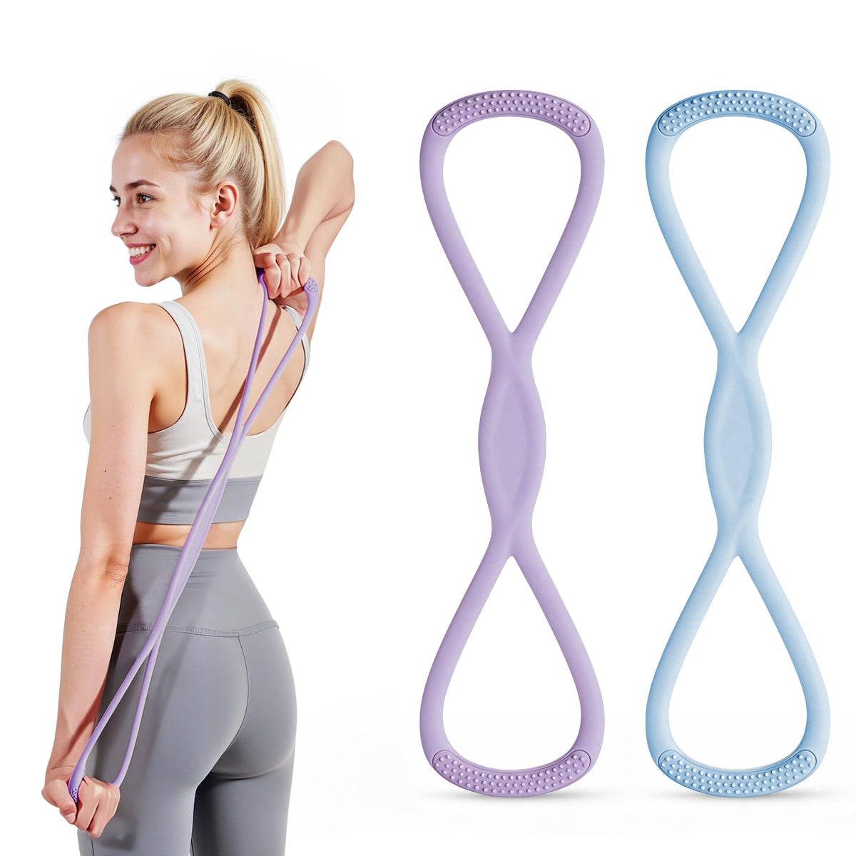Figure 8 Resistance Band, Figure 8 Resistance Bands for Women Men,Resistance Band Figure for Working Out, Non-Slip Handles, Home Gym, Yoga & Physical Therapy