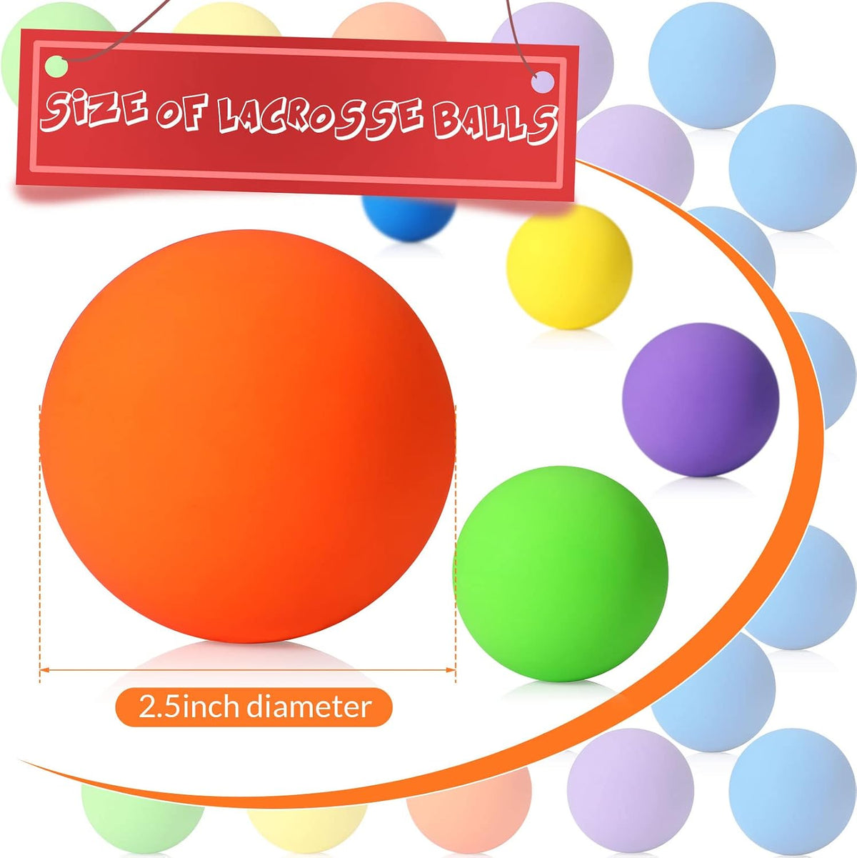 Sosation 50 Pcs Lacrosse Ball Bulk 2.5 Inch Soft Rubber Lacrosse Ball
