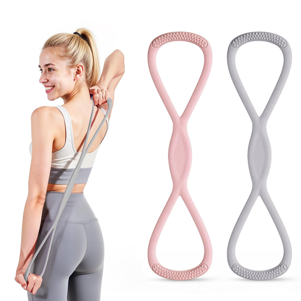 Figure 8 Resistance Band, Figure 8 Resistance Bands for Women Men,Resistance Band Figure for Working Out, Non-Slip Handles, Home Gym, Yoga & Physical Therapy