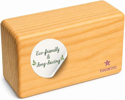 Solid Wooden Yoga Blocks | Premium Pine Wood Iyengar Yoga Blocks | Soild, Durable & Smooth Rounded Edges | Wooden Yoga Props for Stretching, Balance, Alignment & Home Studio Practice