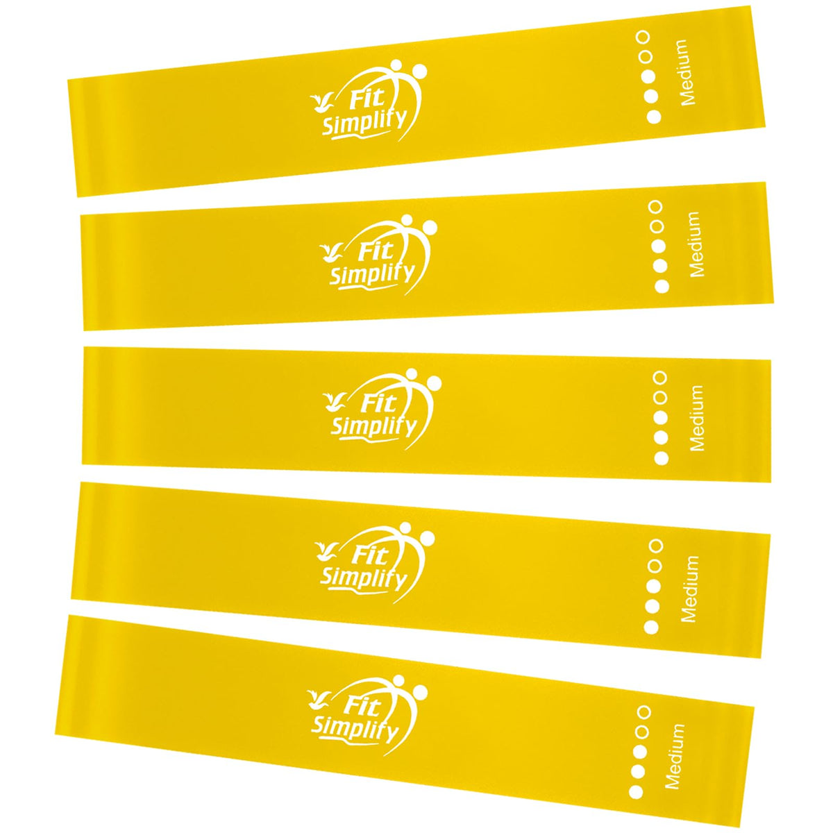 Fit Simplify Resistance Loop Exercise Fitness Bands with Instruction Guide and Carry Bag, Set of 5