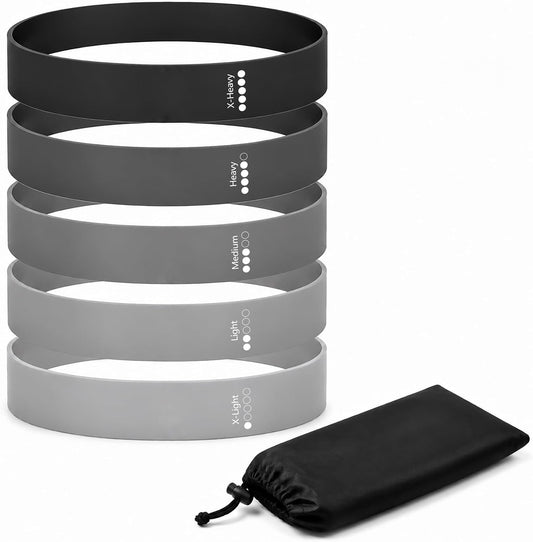 Resistance Bands Set, 5 Mini Loop Exercise Bands with X-Light to X-Heavy Resistance for Full-Body Workouts, Pilates, Stretching, Strength Training, Home Gym and Travel, TPE Fitness Bands