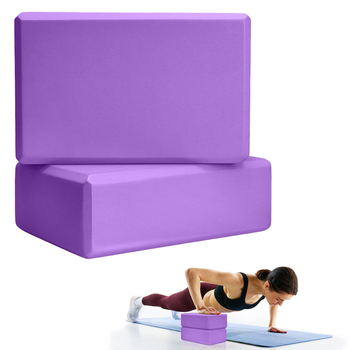 Septo 2 Pcs Yoga Blocks, 9x6x3 Inch Foam Blocks for Pilates