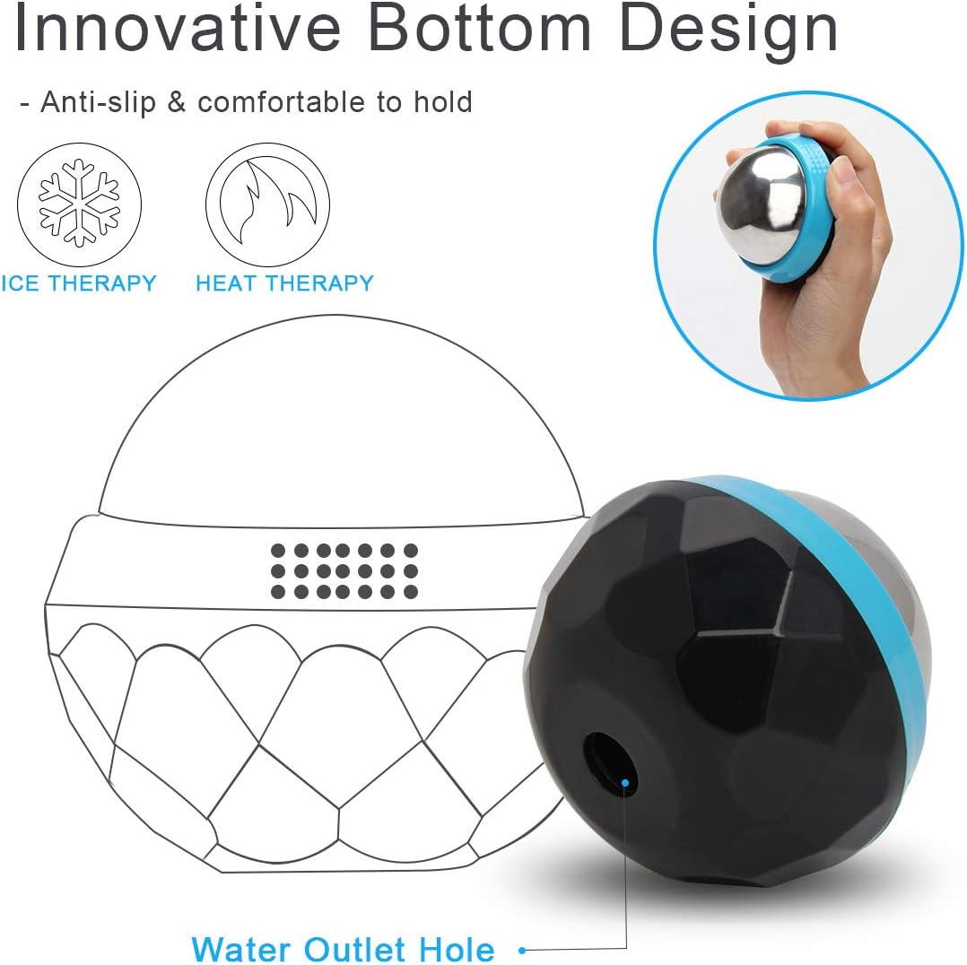 Coolrunner Cold Massage Roller Ball, Cryosphere Cold Massage Ball- Heat Therapy & Cold Therapy Relief with Cold Gel Core- Helps with Muscles Recovery and Inflammation for Shoulders, Neck (Black Blue)