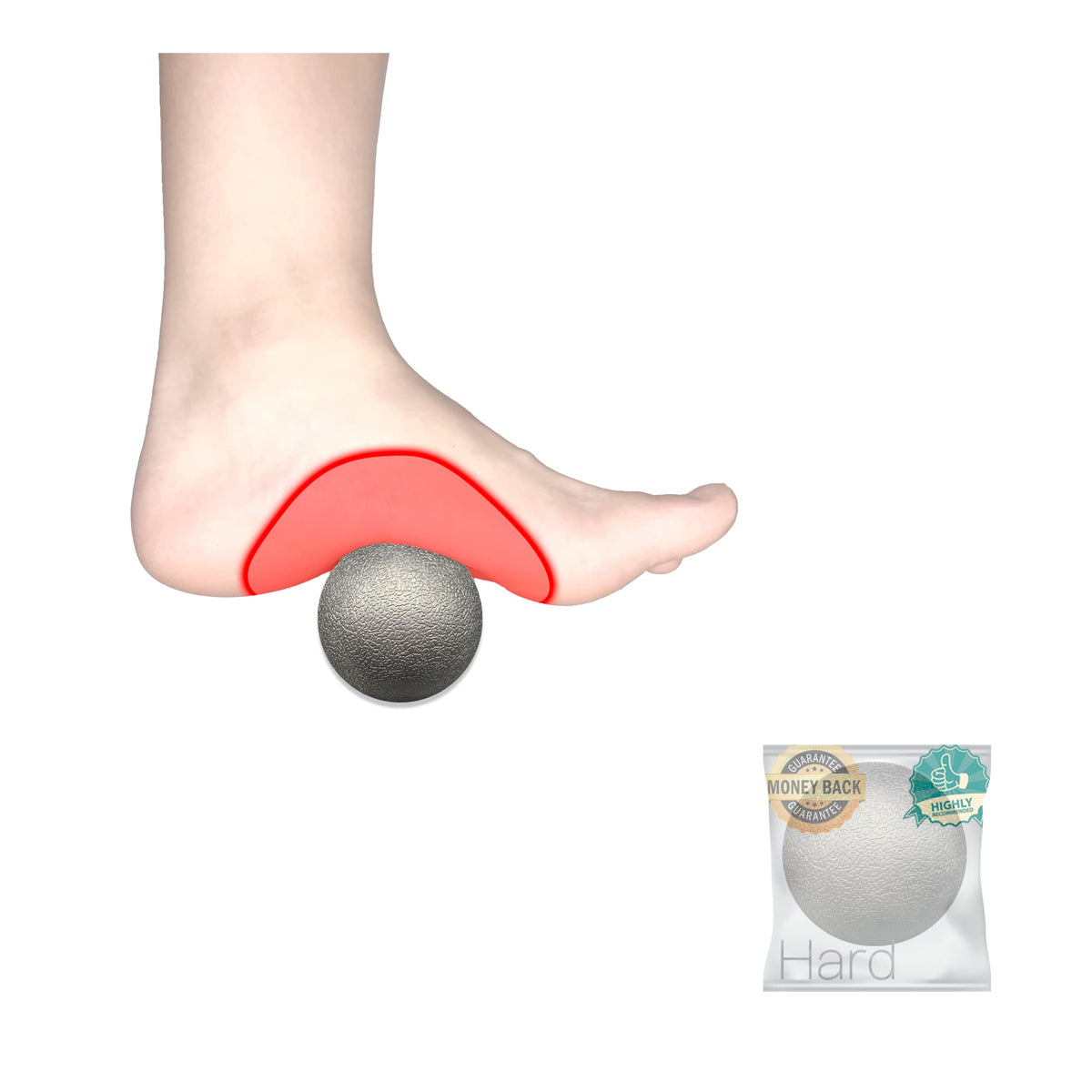 Plantar Fasciitis Relief Massage Ball – Lacrosse Ball, Foot Massage Roller & Myofascial Release Ball for Foot Pain, Trigger Point Therapy, Hard Ball for Deep Tissue & Fascia Massage