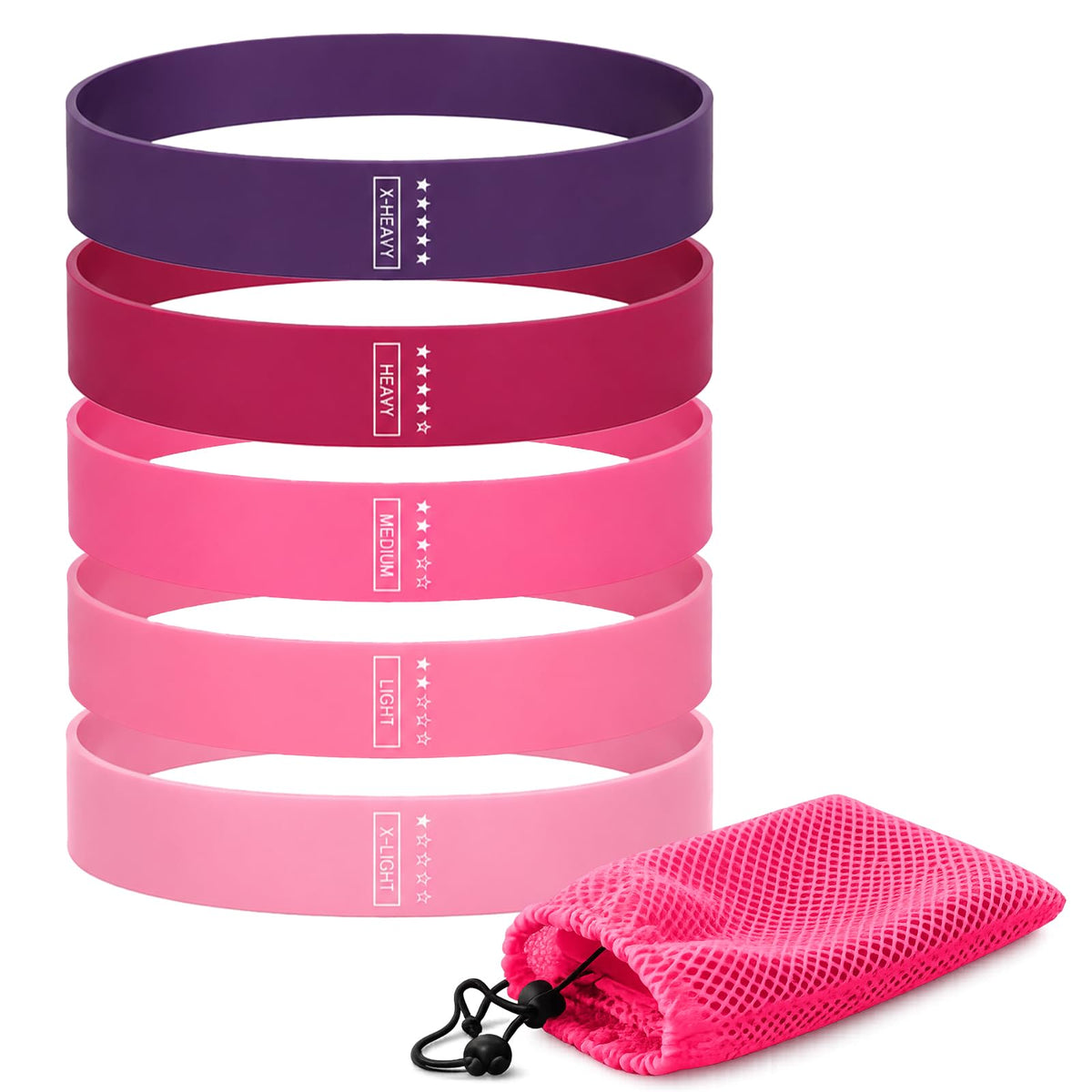 Resistance Bands Set, 5 Mini Loop Exercise Bands with X-Light to X-Heavy Resistance for Full-Body Workouts, Pilates, Stretching, Strength Training, Home Gym and Travel, TPE Fitness Bands