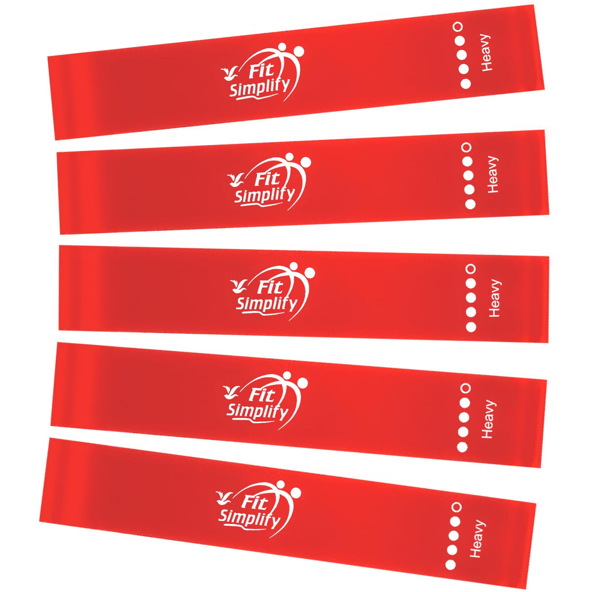 Fit Simplify Resistance Loop Exercise Fitness Bands with Instruction Guide and Carry Bag, Set of 5